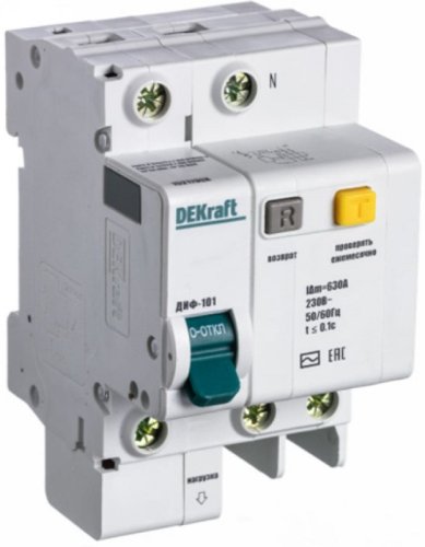 Автомат дифференциального тока АВДТ DEKraft ДИФ-101 2п 16А 300мА 4.5кА C тип AC фото Автомат дифференциального тока АВДТ DEKraft ДИФ-101 2п 16А 300мА 4.5кА C тип AC картинка